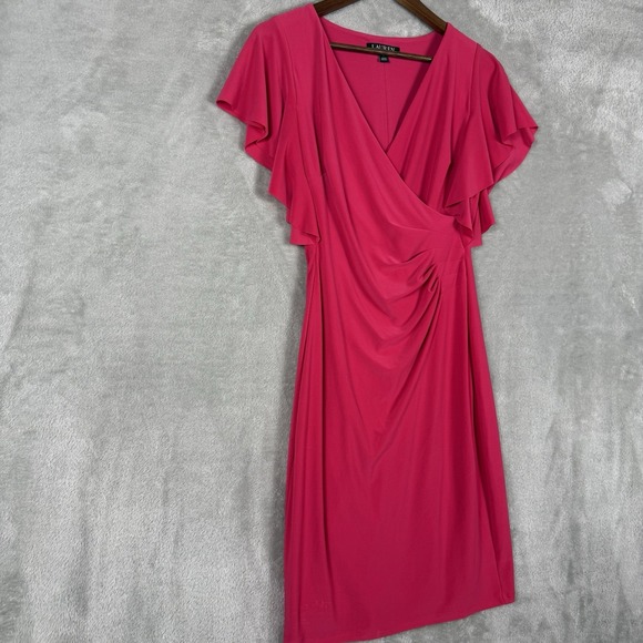 Ralph Lauren Womens Ruffle Trim‎ Dress Hot Pink Size 2 Cocktail Dress - Picture 2 of 10